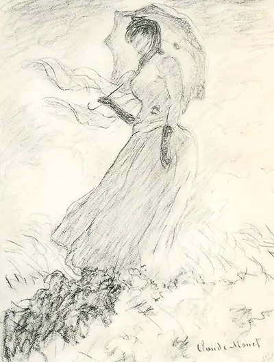 Woman with a Parasol Drawing Claude Monet